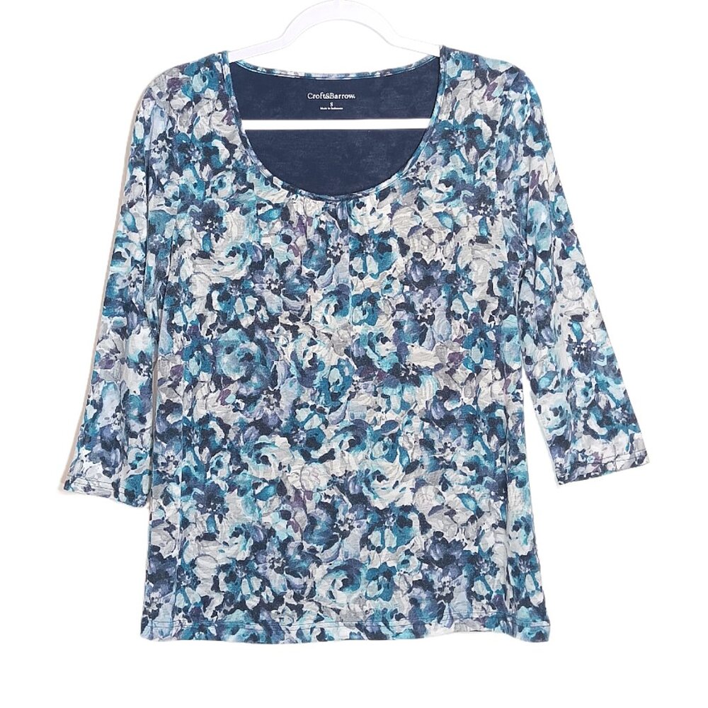 Croft & Barrow Long Sleeve Boho Floral Knit Shirt Multi Size Small